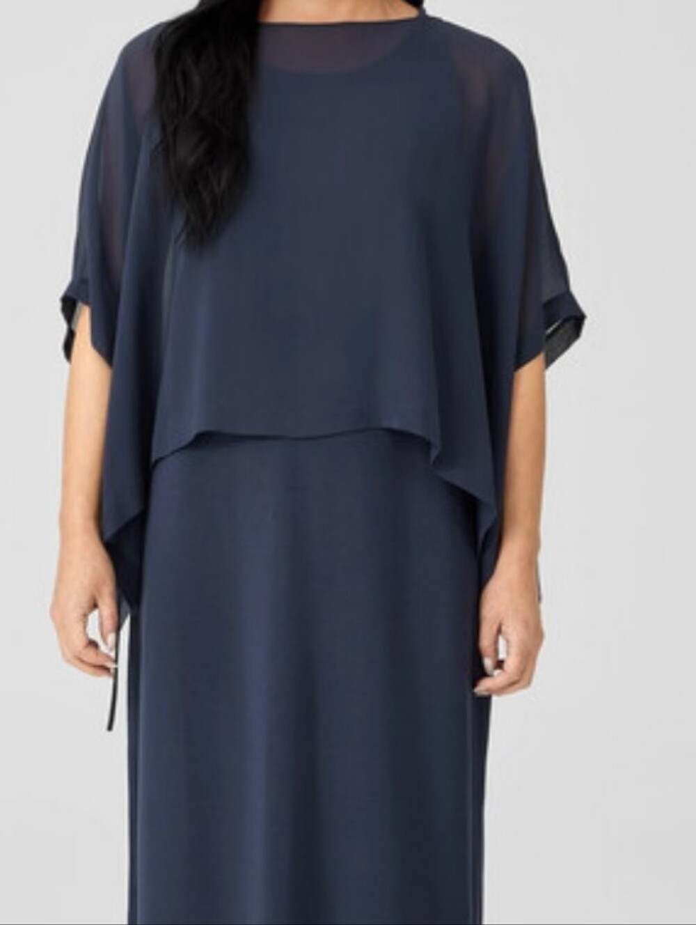 Eileen Fisher Silk Georgette Poncho Midi Dress